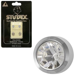 STUDEX Birthstone studs - large bezel s/s - april / crystal